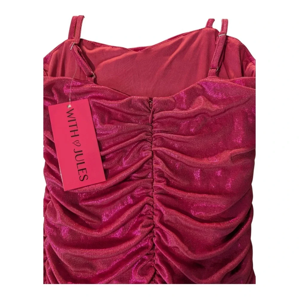 BBC-2 With Jules Big Girls Ruched Sleeveless Dress Size L - Bright Pink Back Zip